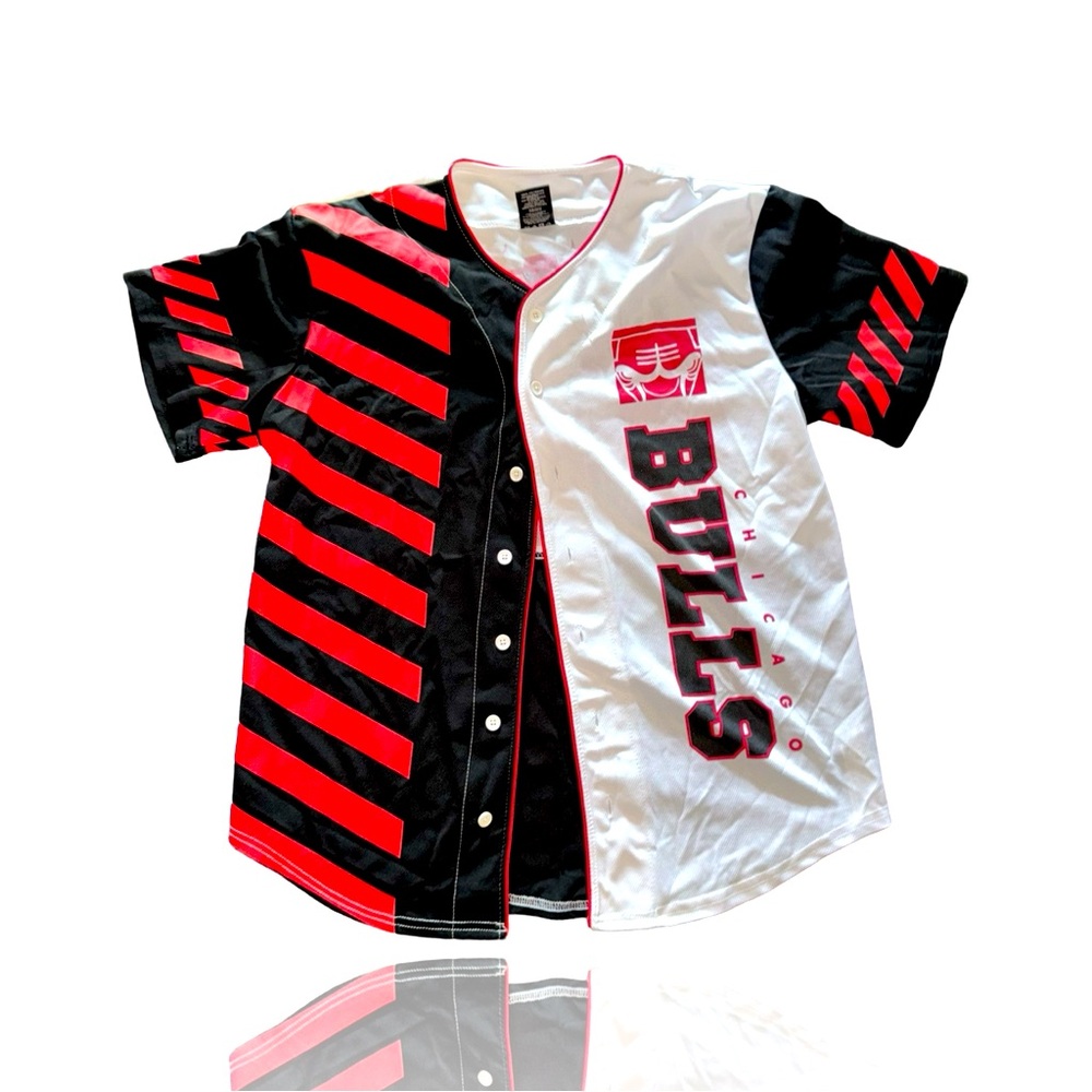Chicago Bulls Baseball Style Button Up Jersey: NBA: Da Bulls: LG: Michael Jordan